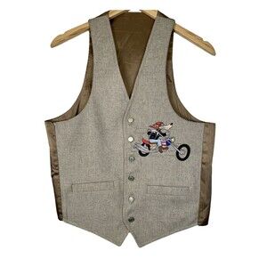 Too Cute Guetta Brothers Wool Blend Wolf Hollywood Embroidered Vest One Size